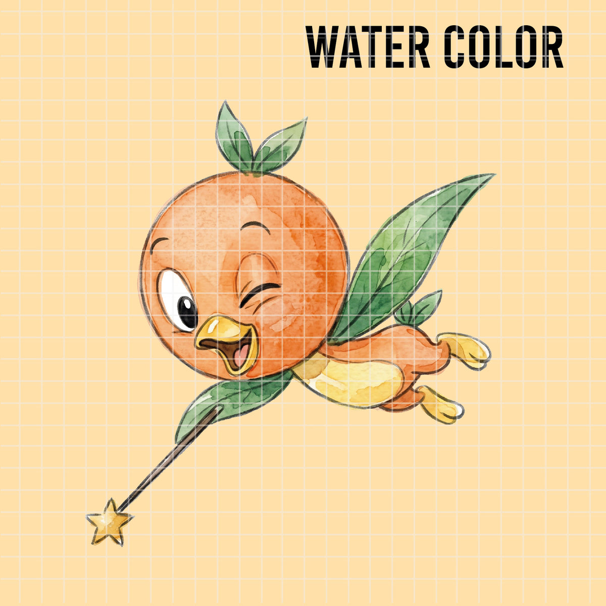 COD7393 - Orange Bird PNG bundle Watercolor, Disney clipart.