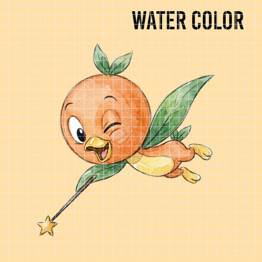 COD7393 - Orange Bird PNG bundle Watercolor, Disney clipart.