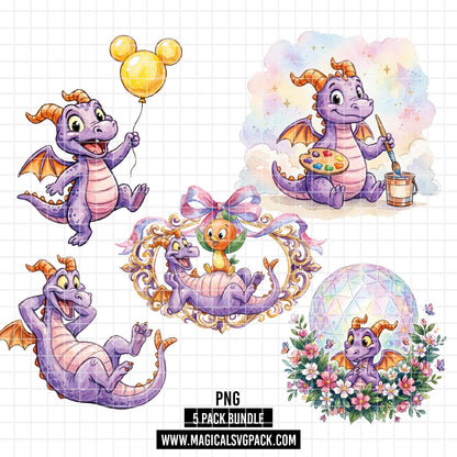 COD7396 - Baby Figment, one little Spark PNG bundle Watercolor, Disney clipart.