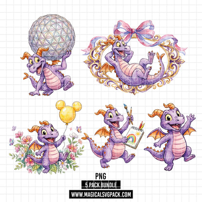 COD7397 - Baby Figment, one little Spark PNG bundle Watercolor, Disney clipart.