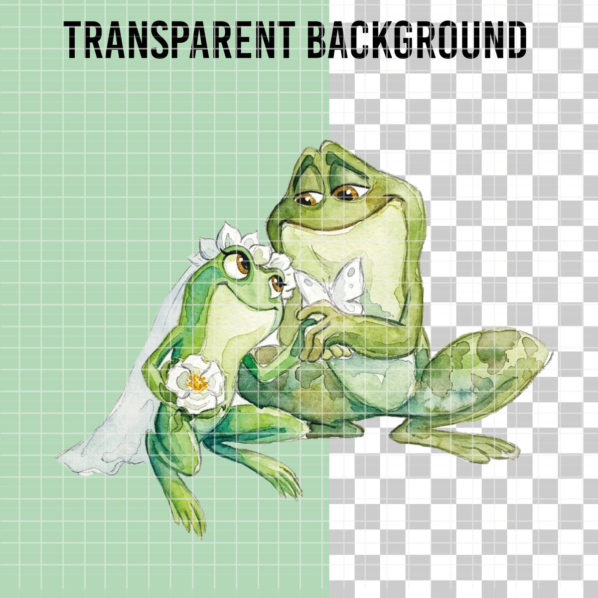 COD7399 - The Princess and the Frog PNG bundle Watercolor, Disney clipart.