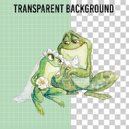 COD7399 - The Princess and the Frog PNG bundle Watercolor, Disney clipart.