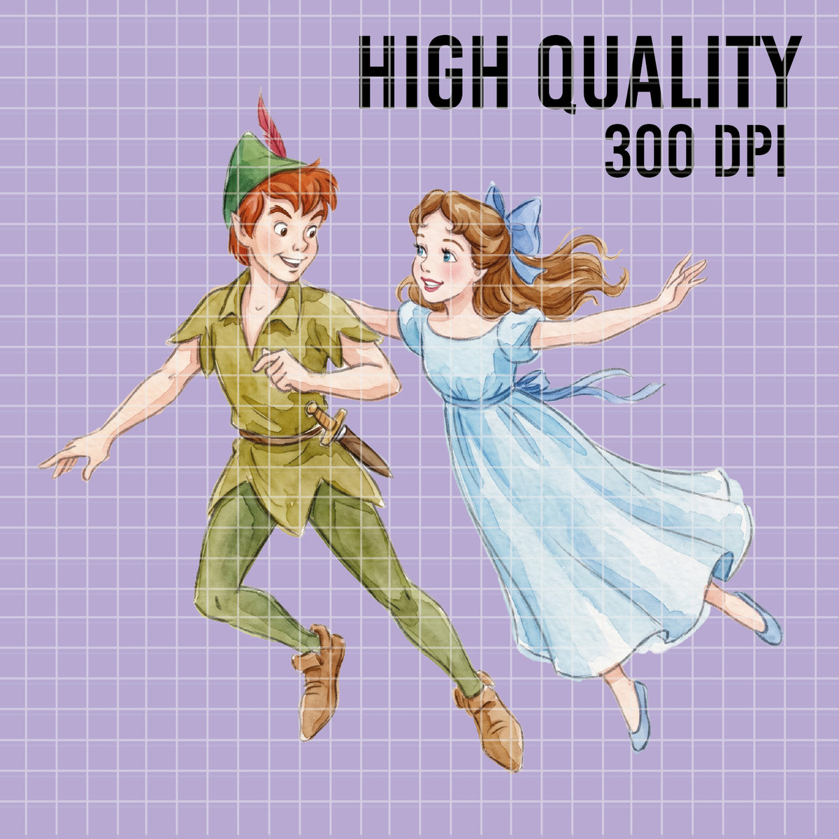 COD7405 - Peter Pan & Wendy PNG bundle Watercolor, Disney clipart.