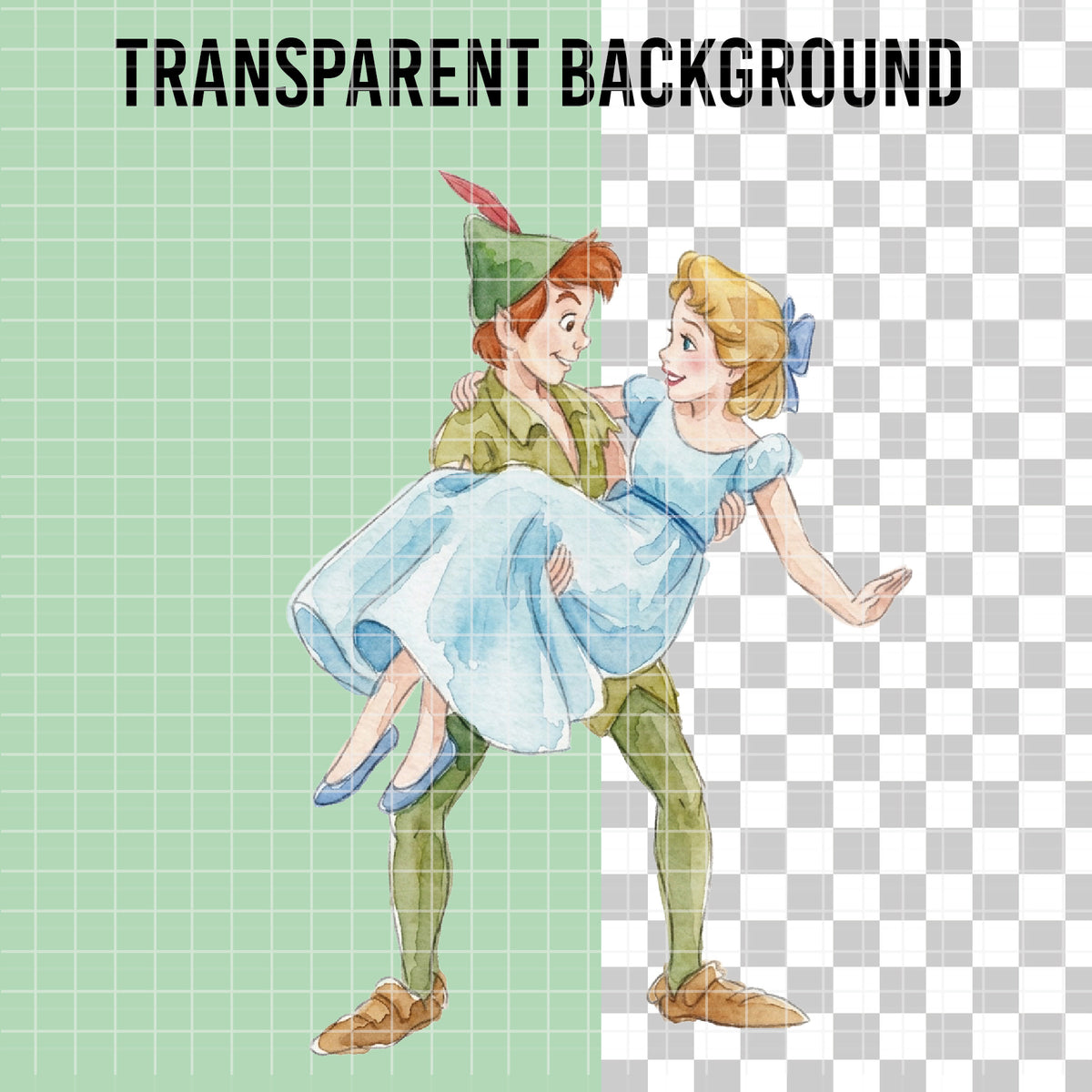 COD7405 - Peter Pan & Wendy PNG bundle Watercolor, Disney clipart.