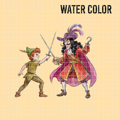 COD7406 - Peter Pan characters PNG bundle Watercolor, Disney clipart.
