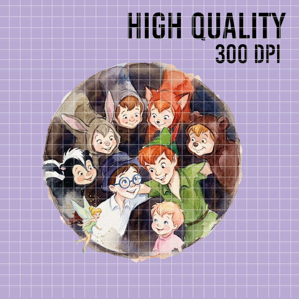 COD7406 - Peter Pan characters PNG bundle Watercolor, Disney clipart.