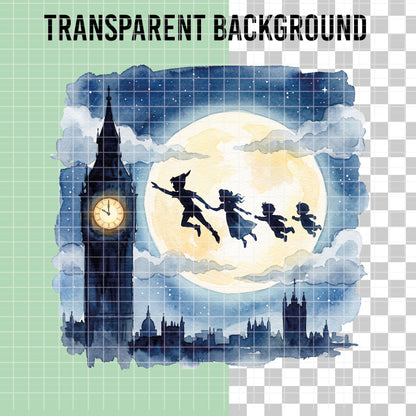 COD7406 - Peter Pan characters PNG bundle Watercolor, Disney clipart.