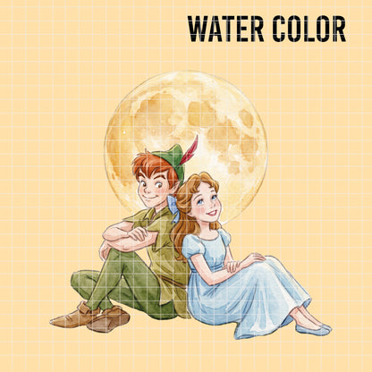 COD7407 - Peter Pan & Wendy PNG bundle Watercolor, Disney clipart.