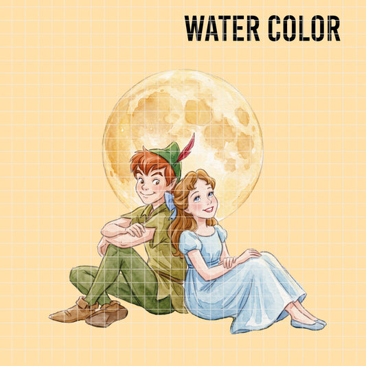 COD7407 - Peter Pan & Wendy PNG bundle Watercolor, Disney clipart.