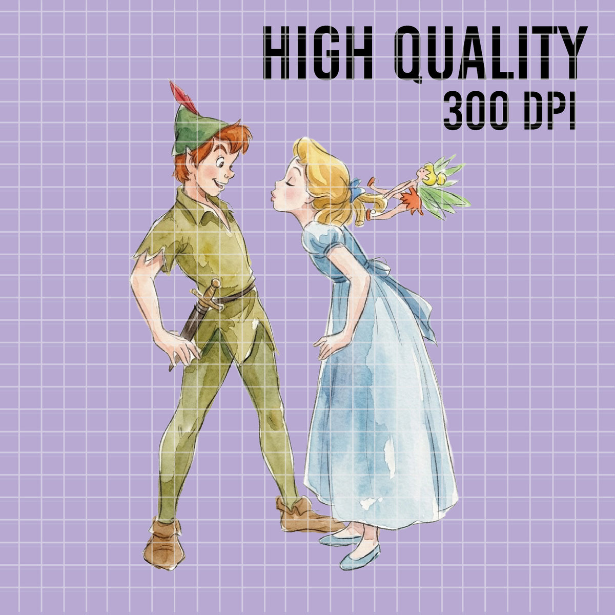 COD7407 - Peter Pan & Wendy PNG bundle Watercolor, Disney clipart.
