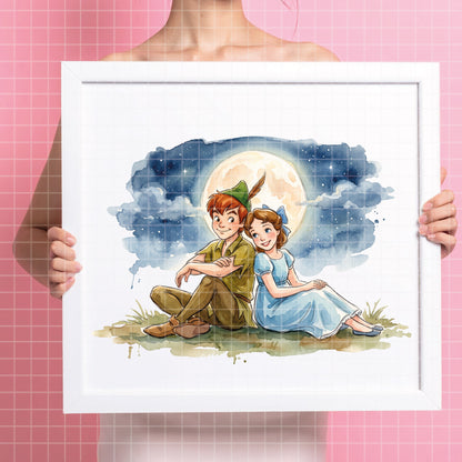 COD7408 - Peter Pan's World PNG bundle Watercolor, Disney clipart.