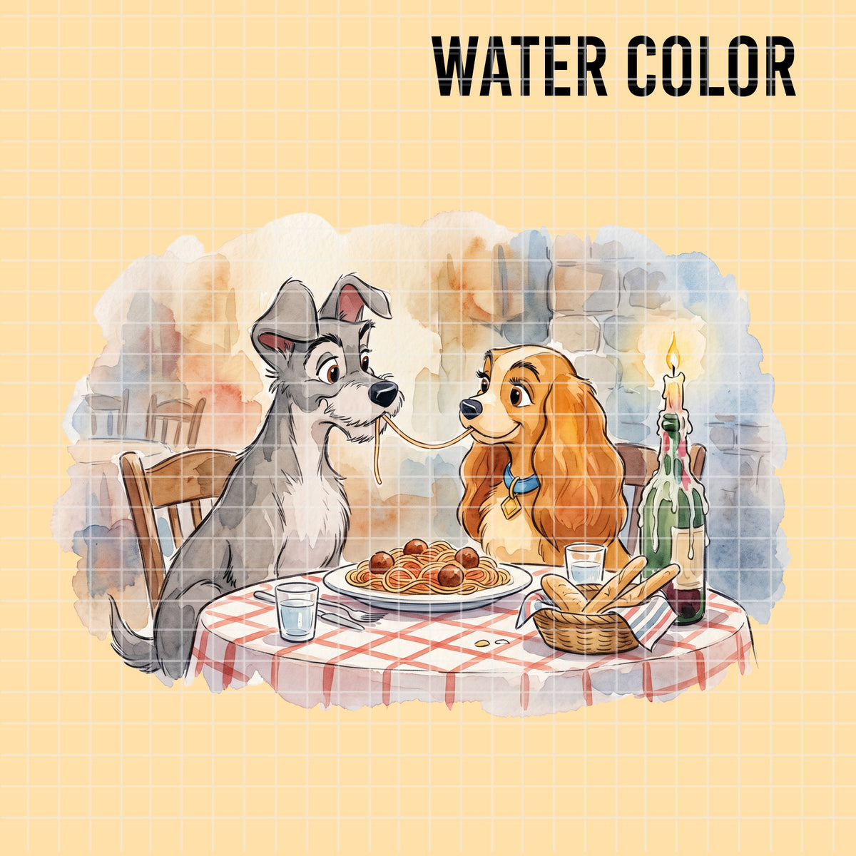 COD7415 - Lady and the Tramp Watercolor PNG bundle, Disney packs