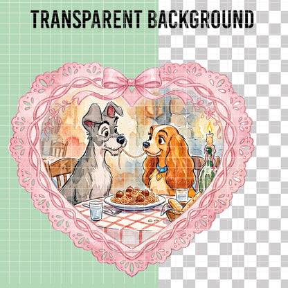 COD7415 - Lady and the Tramp Watercolor PNG bundle, Disney packs