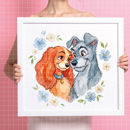 COD7415 - Lady and the Tramp Watercolor PNG bundle, Disney packs