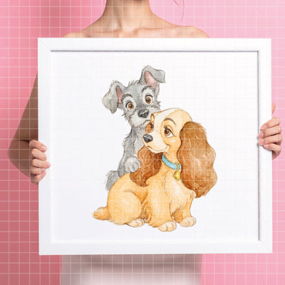 COD7416 - Lady and the Tramp Watercolor PNG bundle, Disney packs