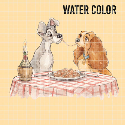 COD7417 - Lady and the Tramp Watercolor PNG bundle, Disney packs