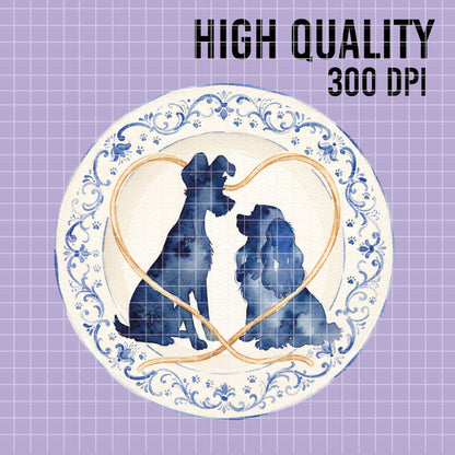 COD7417 - Lady and the Tramp Watercolor PNG bundle, Disney packs