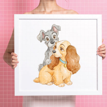 COD7417 - Lady and the Tramp Watercolor PNG bundle, Disney packs