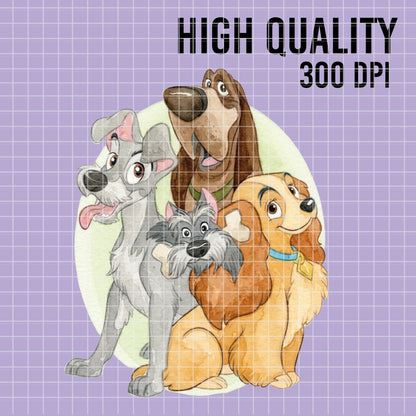 COD7418 - Lady and the Tramp Watercolor PNG bundle, Disney packs