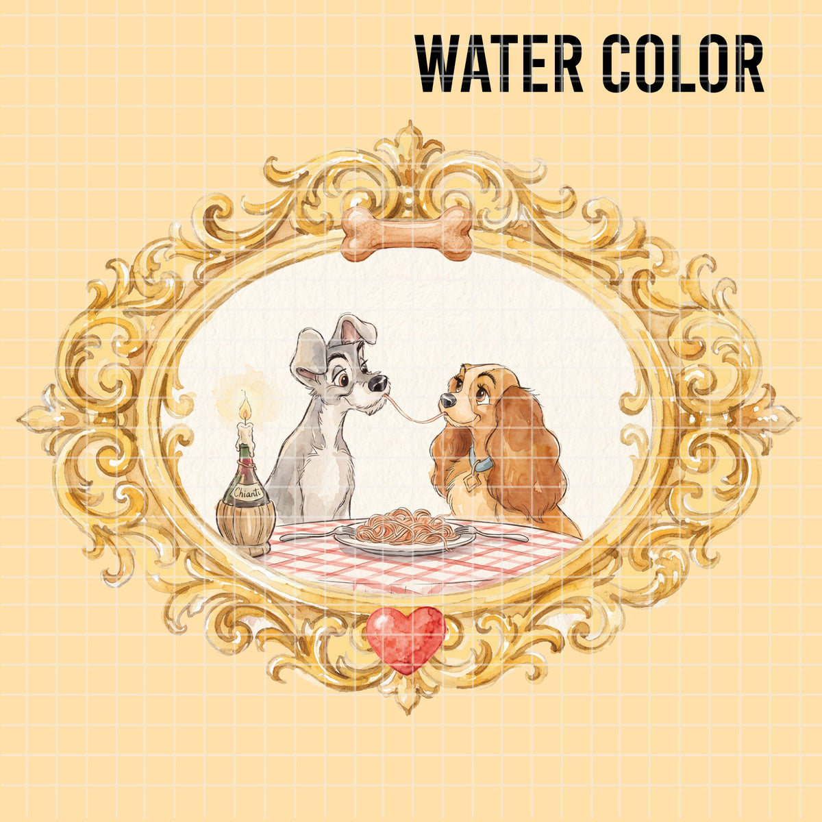 COD7419 - Lady and the Tramp Watercolor PNG bundle, Disney packs