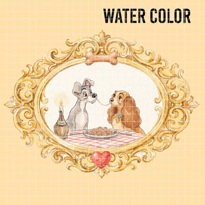 COD7419 - Lady and the Tramp Watercolor PNG bundle, Disney packs