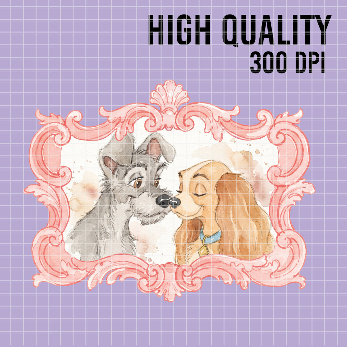 COD7419 - Lady and the Tramp Watercolor PNG bundle, Disney packs