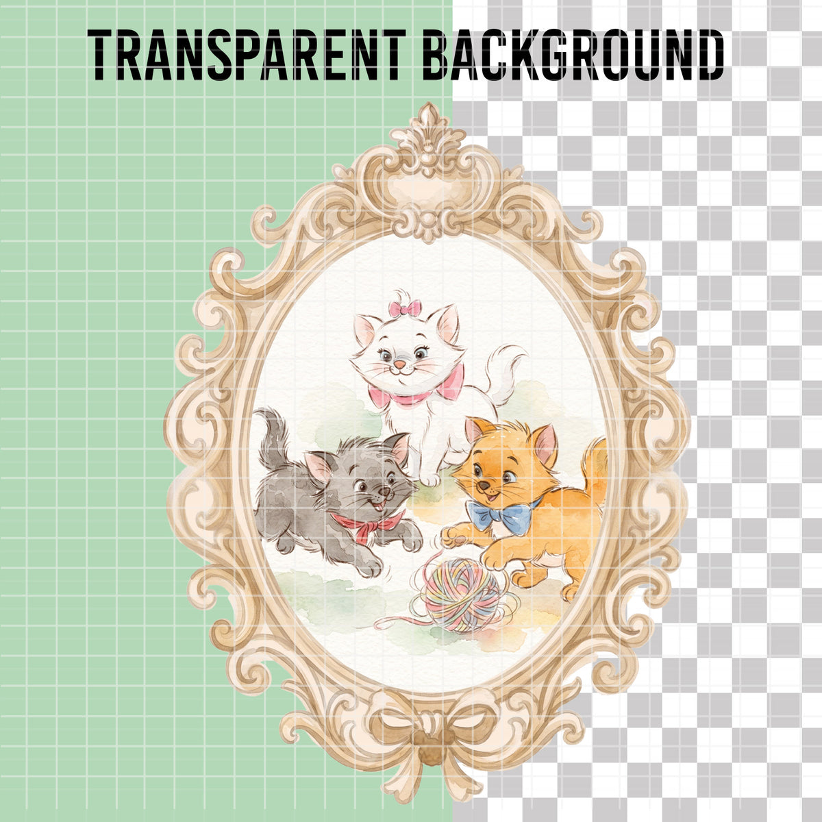 COD7425 - The aristocats Watercolor PNG bundle, Disney clipart packs