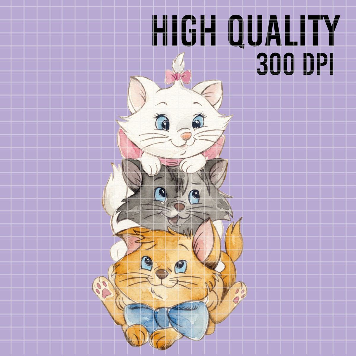 COD7426 - The aristocats Watercolor PNG bundle, Disney clipart packs