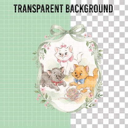COD7426 - The aristocats Watercolor PNG bundle, Disney clipart packs