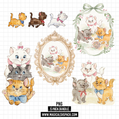 COD7426 - The aristocats Watercolor PNG bundle, Disney clipart packs