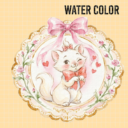 COD7428 - Marie Watercolor PNG bundle, Disney clipart packs