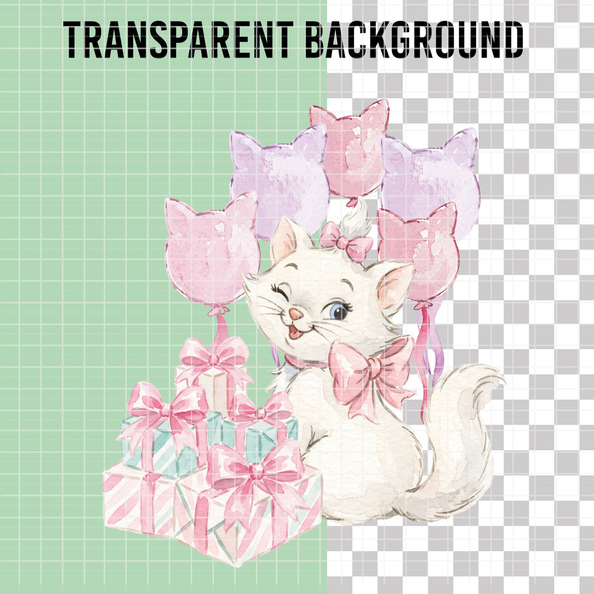 COD7429 - Marie Watercolor PNG bundle, Disney clipart packs