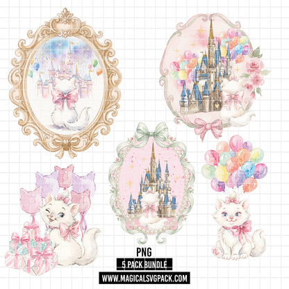 COD7429 - Marie Watercolor PNG bundle, Disney clipart packs