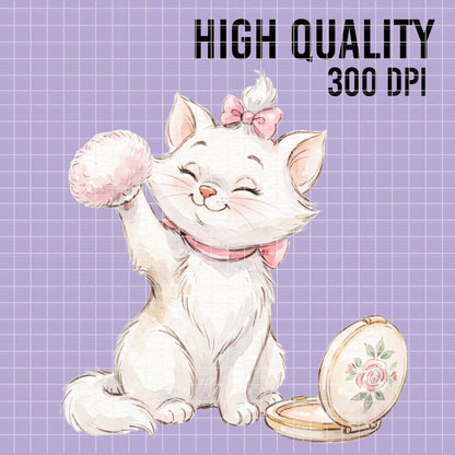 COD7430 - Marie Watercolor PNG bundle, Disney clipart packs