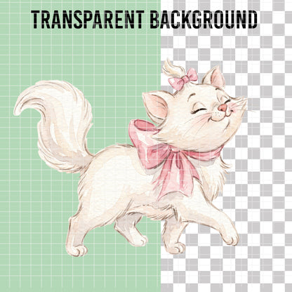 COD7432 - Marie Watercolor PNG bundle, Disney clipart packs