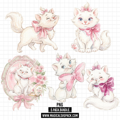 COD7432 - Marie Watercolor PNG bundle, Disney clipart packs