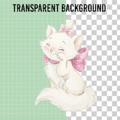 COD7433 - Marie Watercolor PNG bundle, Disney clipart packs