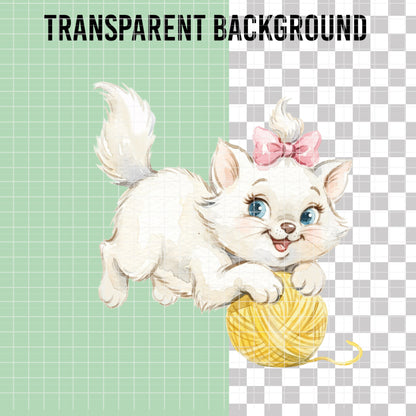 COD7434 - Marie Watercolor PNG bundle, Disney clipart packs