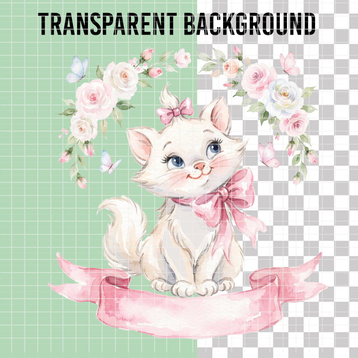 COD7435 - Marie Watercolor PNG bundle, Disney clipart packs