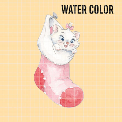 COD7438 - The aristocats Christmas Watercolor PNG bundle, Disney clipart packs