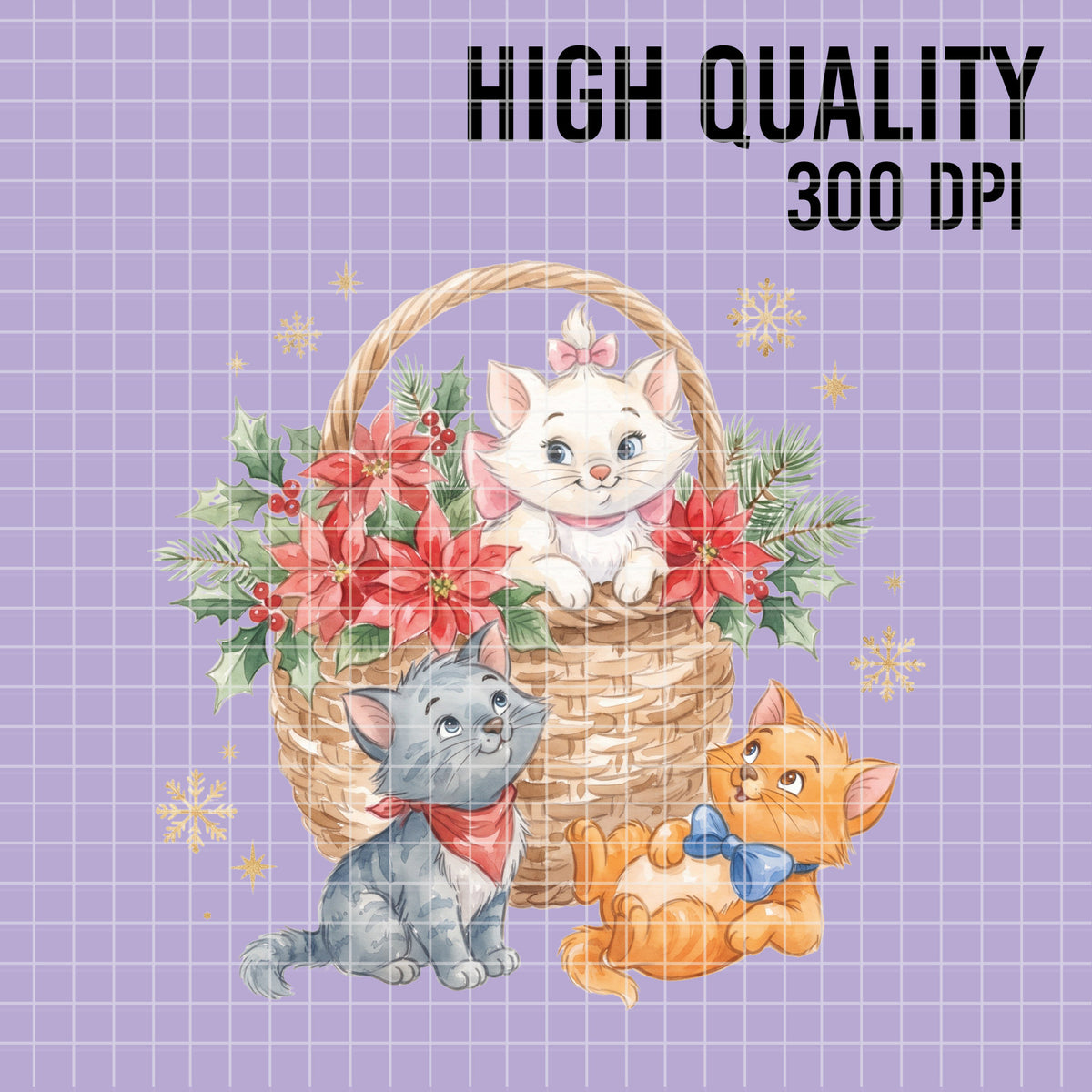 COD7438 - The aristocats Christmas Watercolor PNG bundle, Disney clipart packs