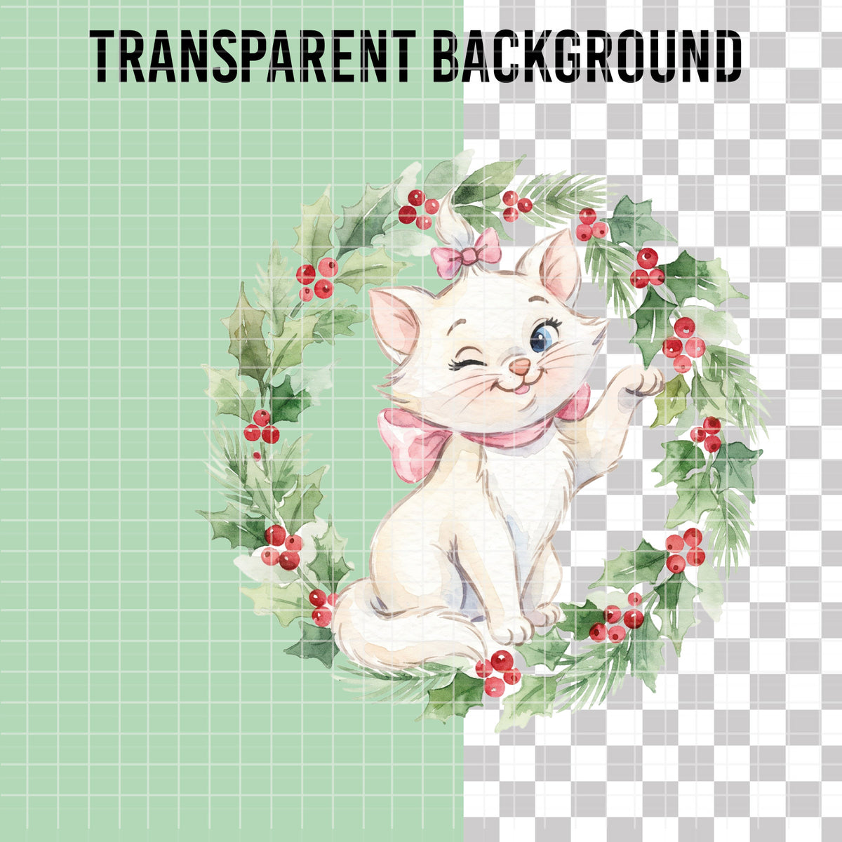 COD7438 - The aristocats Christmas Watercolor PNG bundle, Disney clipart packs