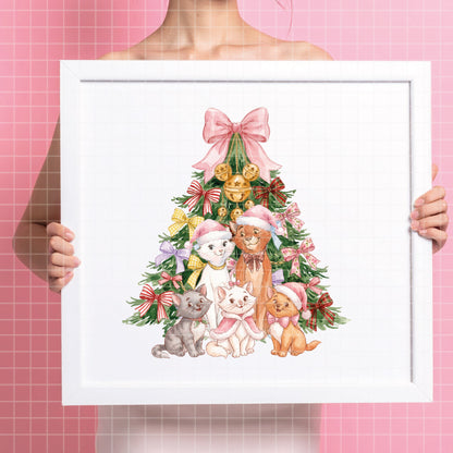 COD7439 - The aristocats Christmas Watercolor PNG bundle, Disney clipart packs