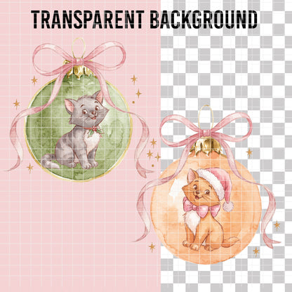 COD7440 - The aristocats Christmas Watercolor PNG bundle, Disney clipart packs