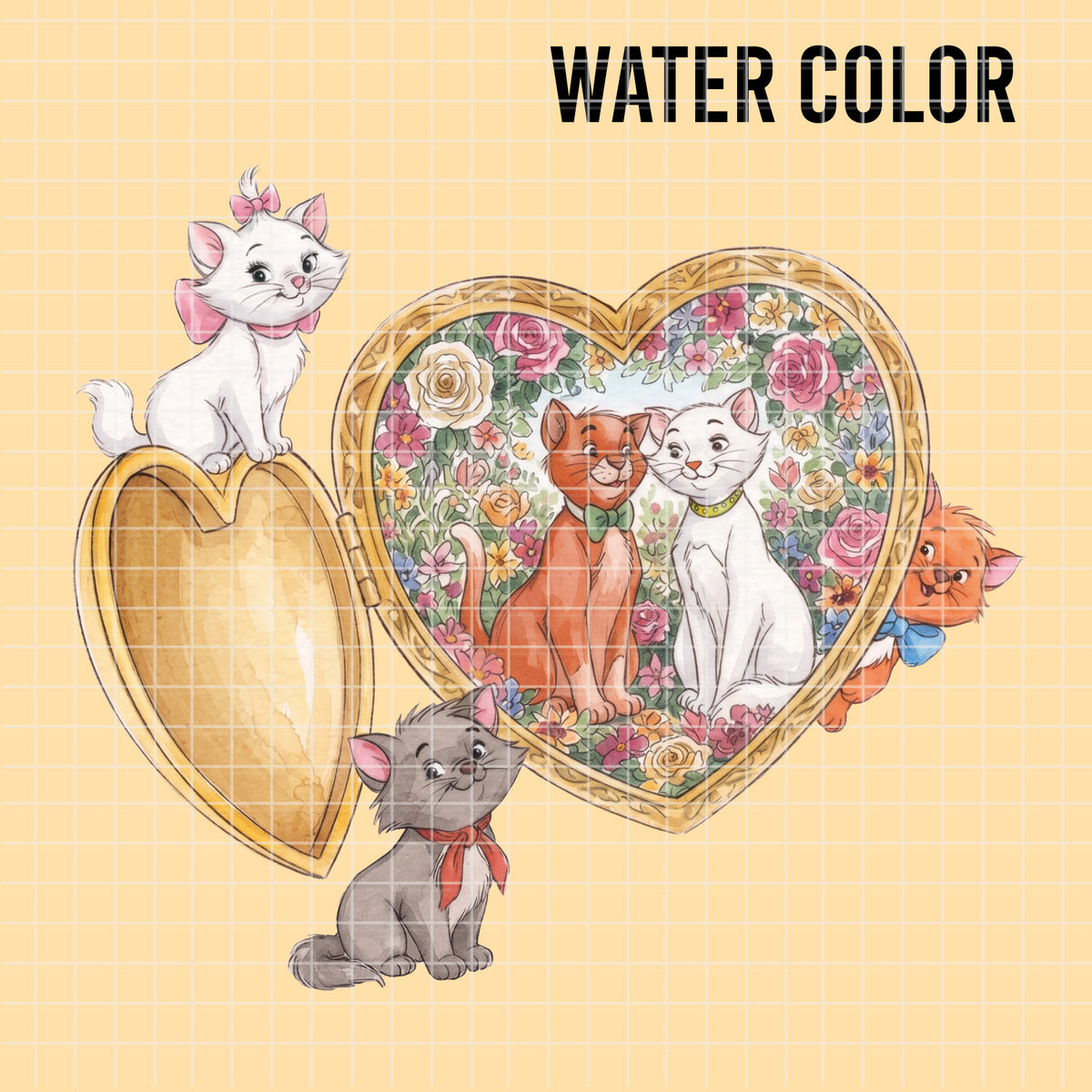COD7441 - The aristocats Watercolor PNG bundle, Disney clipart packs