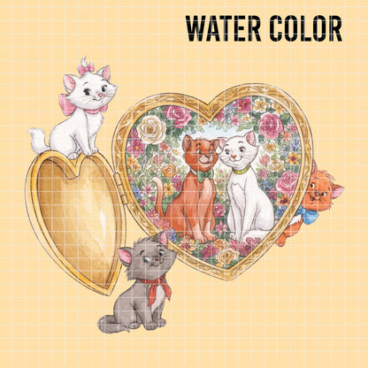 COD7441 - The aristocats Watercolor PNG bundle, Disney clipart packs