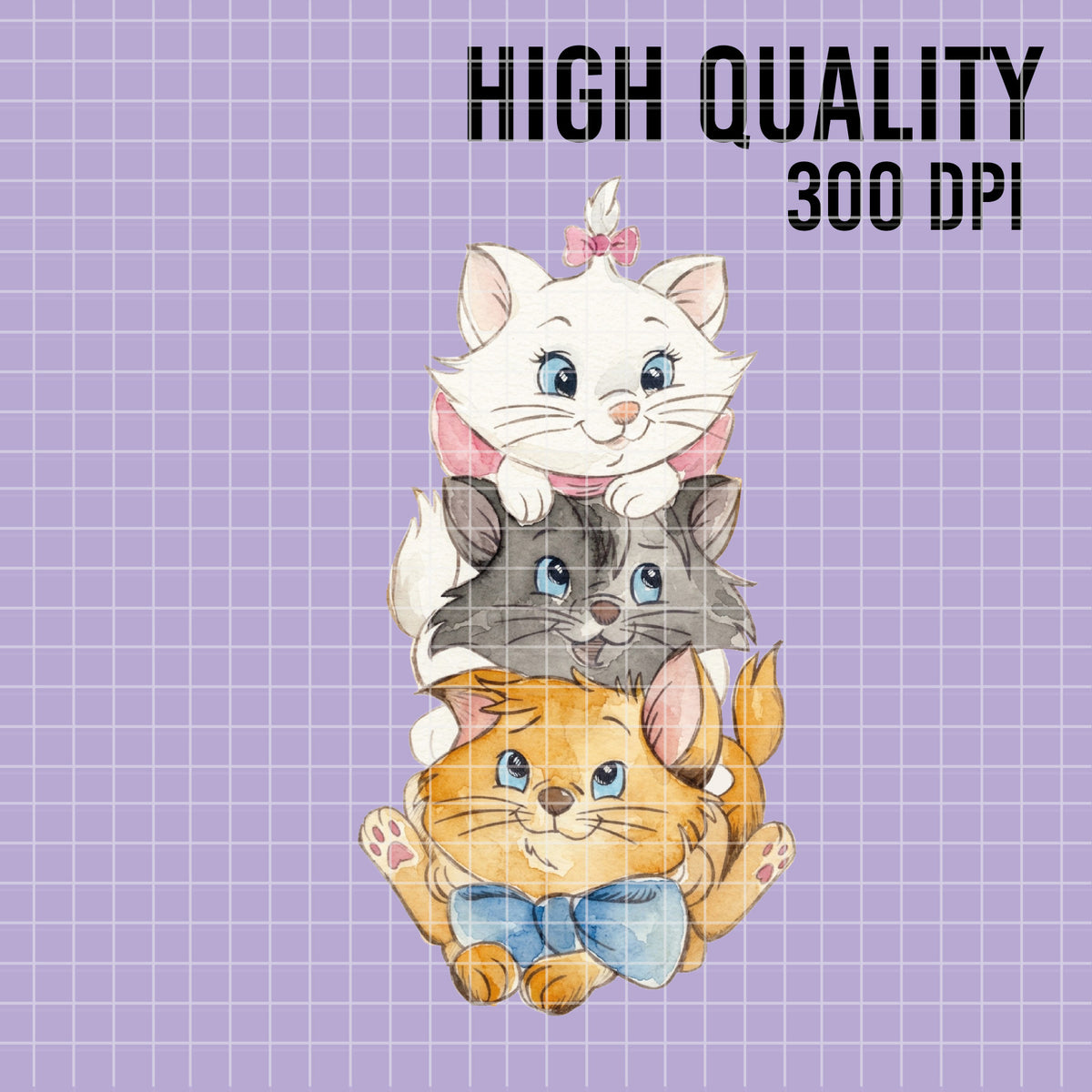 COD7441 - The aristocats Watercolor PNG bundle, Disney clipart packs