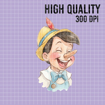 COD7455 - Pinocchio Watercolor PNG bundle, Disney clipart packs.
