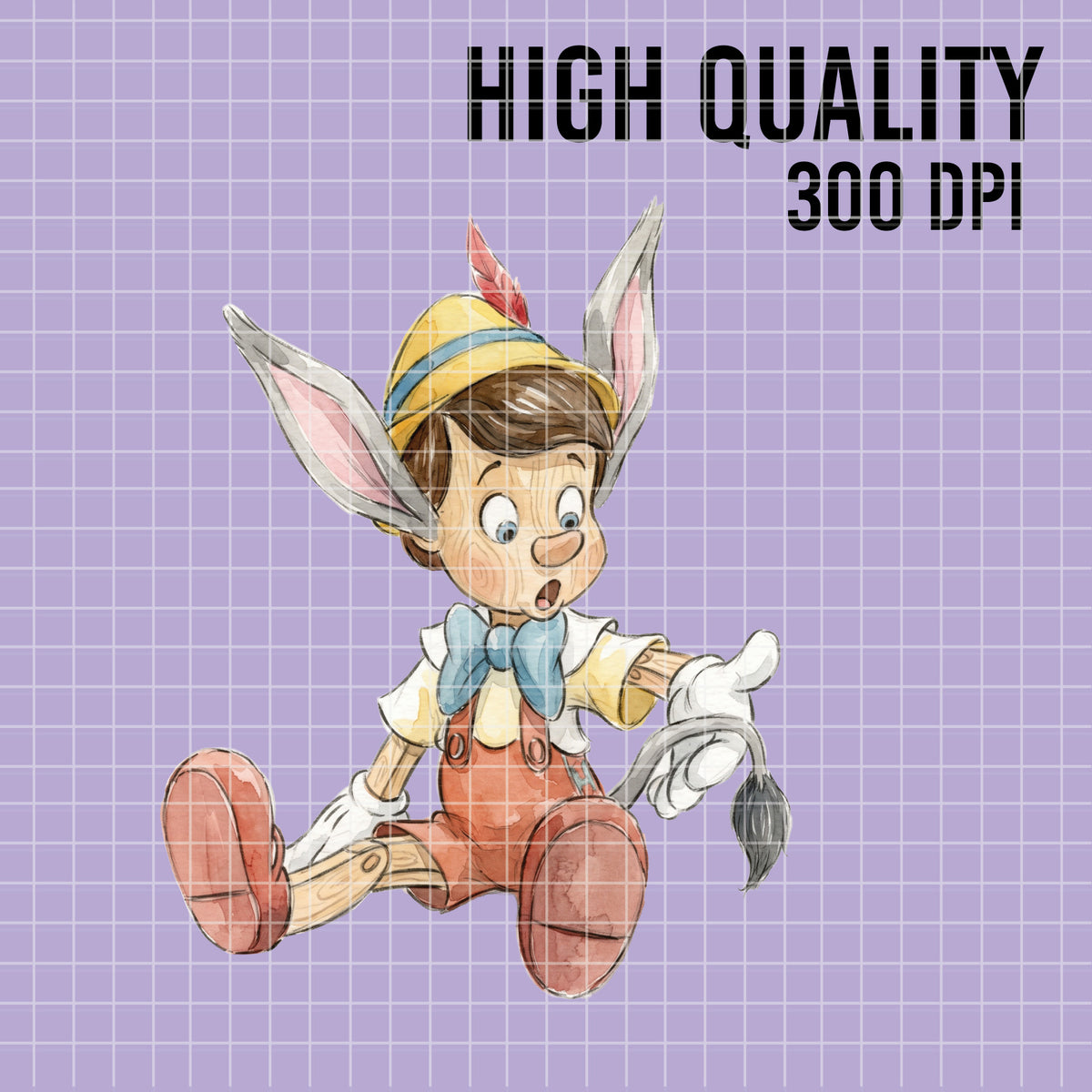 COD7456 - Pinocchio Watercolor PNG bundle, Disney clipart packs.