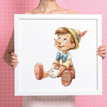 COD7456 - Pinocchio Watercolor PNG bundle, Disney clipart packs.